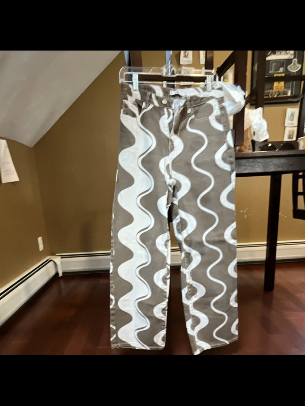 Adika Taupe Corduroy Pants with White Wave Accent
